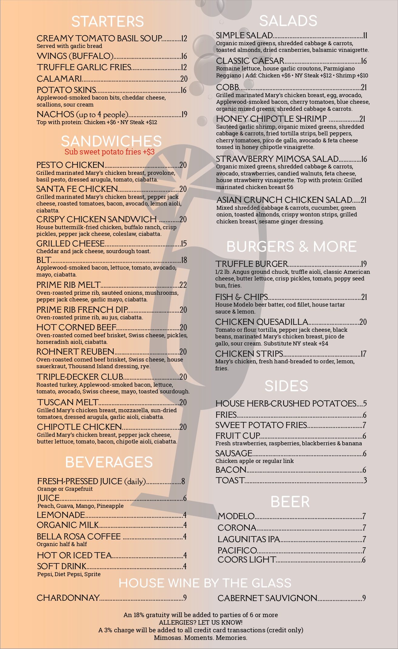 Cafe Mimosa Menu Page 2